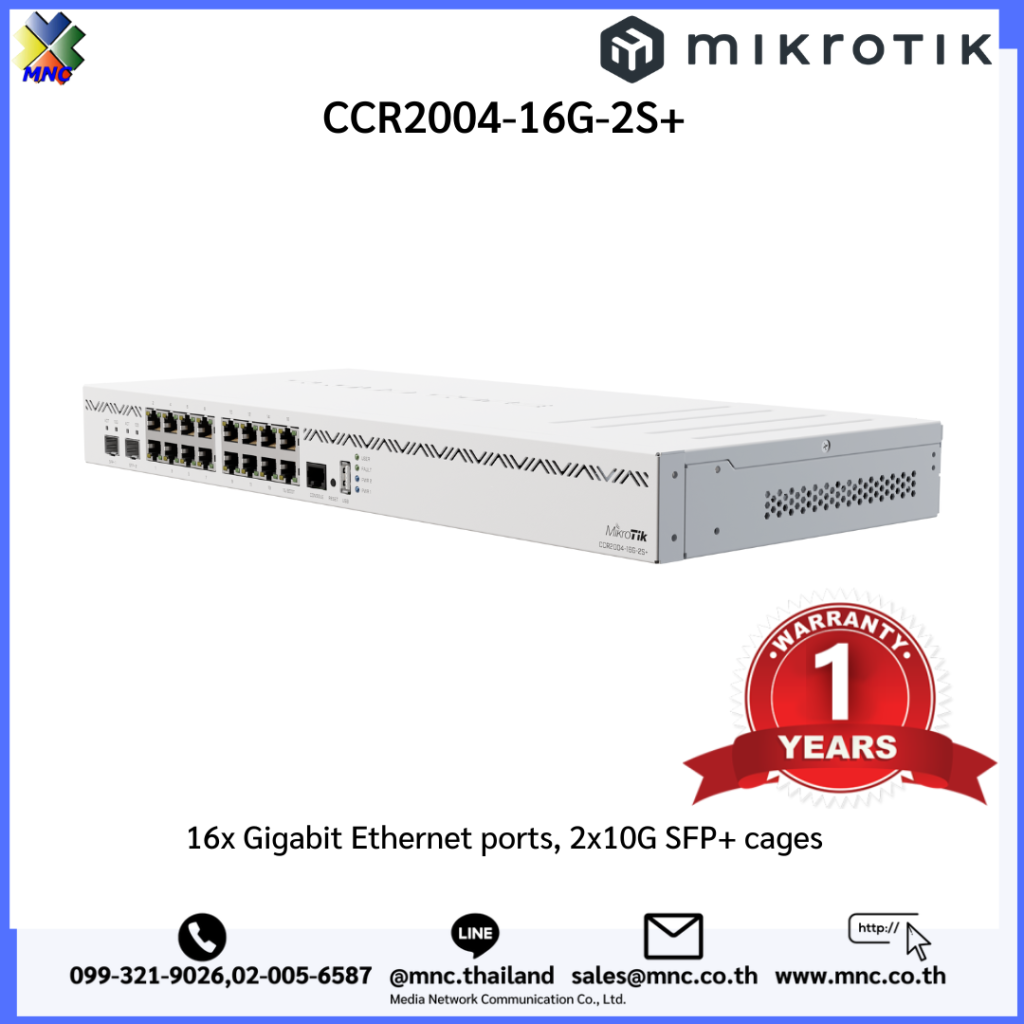 CCR2004 16G 2S 16x Gigabit Ethernet Ports 2x10G SFP Cages MNC Co