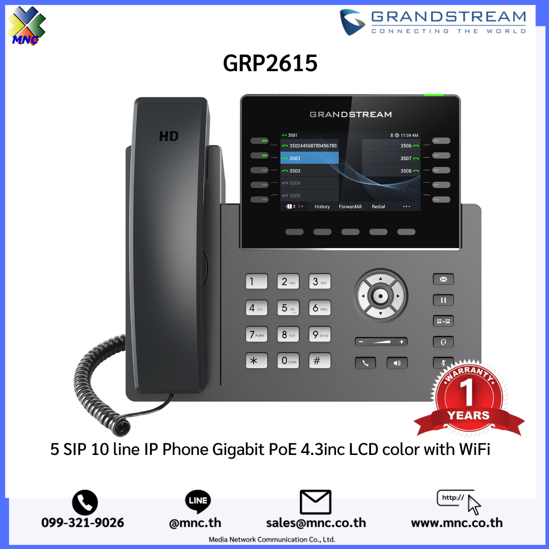 GRP2615, Granstream 5 SIP 10 line IP Phone Gigabit PoE 4.3inc LCD color  with WiFi » MNC Co., Ltd.